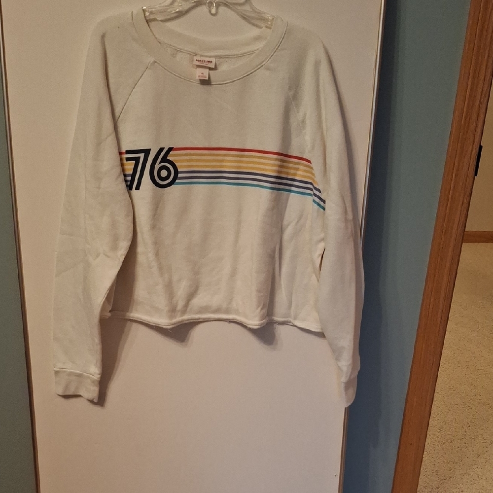 Vintage Look Retro Sweatshirt with Rainbow Stripes